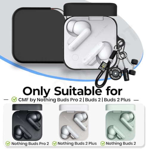 Image of Soft Silicone Case Cover for Nothing Buds Pro 2 | Buds 2 | 2 Plus with Gym Fitness Keychain (Black)