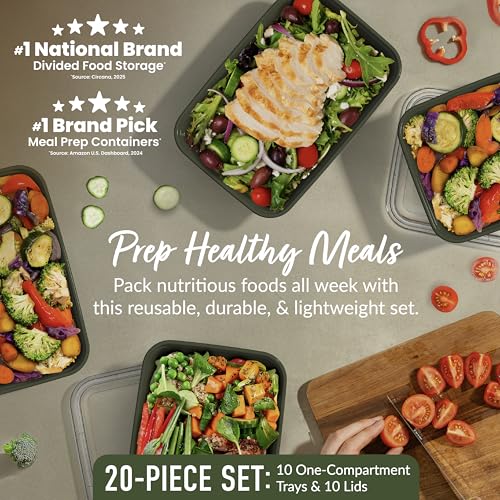 Image of Bentgo Prep 1-Compartment Container - 10 Pack (Khaki Green)