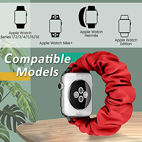 Tiptops 3 Pack Compatible Apple Watch Bands Scrunchies 38mm-49mm Women Cloth Pattern Printed Fabric Wristbands Straps Elastic for iWatch Ultra 2 Series 10/9/8/7/6/5/4/3/2/1/SE by Tiptops - Used condition - Image 5
