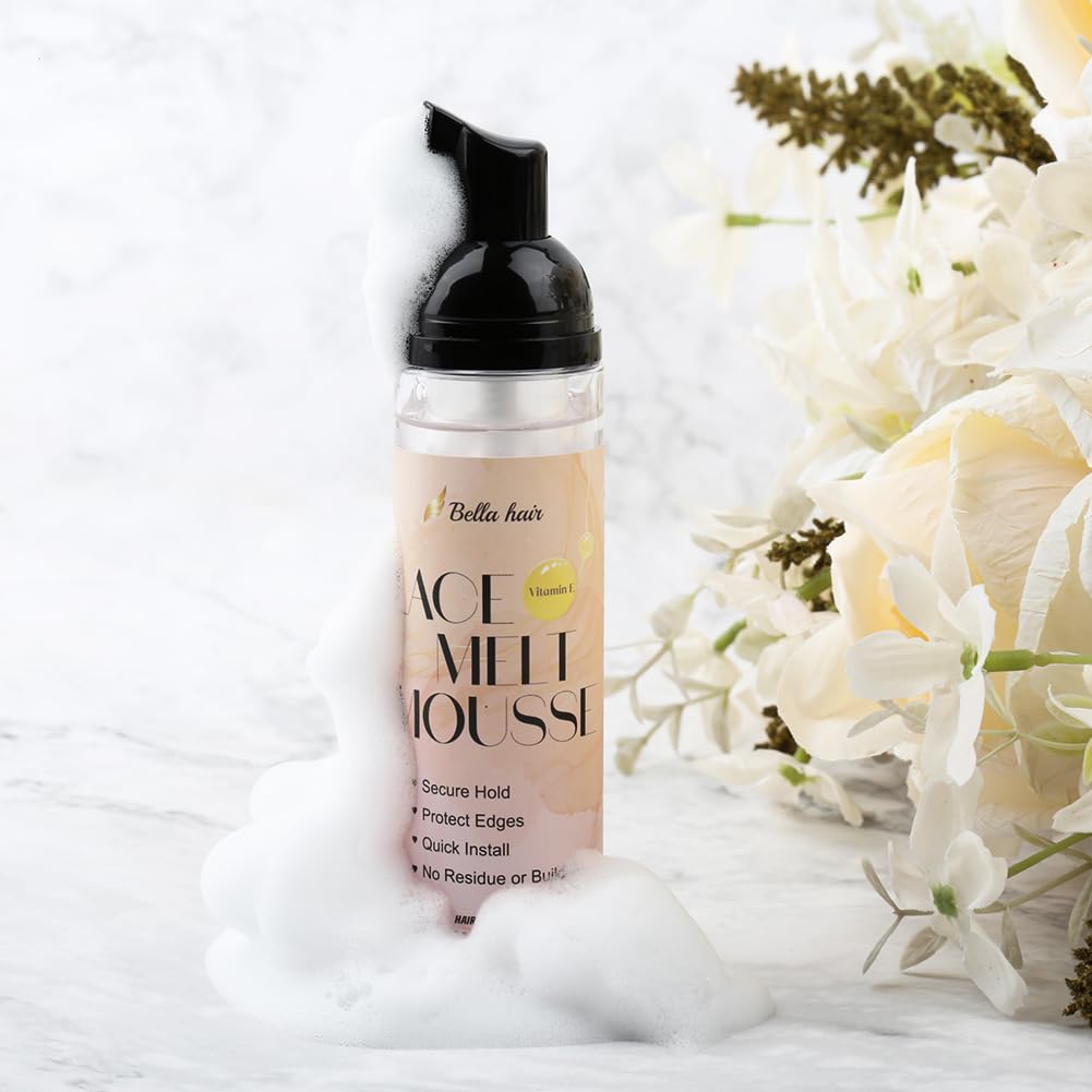 Bella Hair Lace Melting Mousse 2.7 fl oz / 80ml - Long Lasting Hold with Vitamin E Formula Protecting Edges | Flawless Natural Look | Lace Melt Mousse for Wigs Install