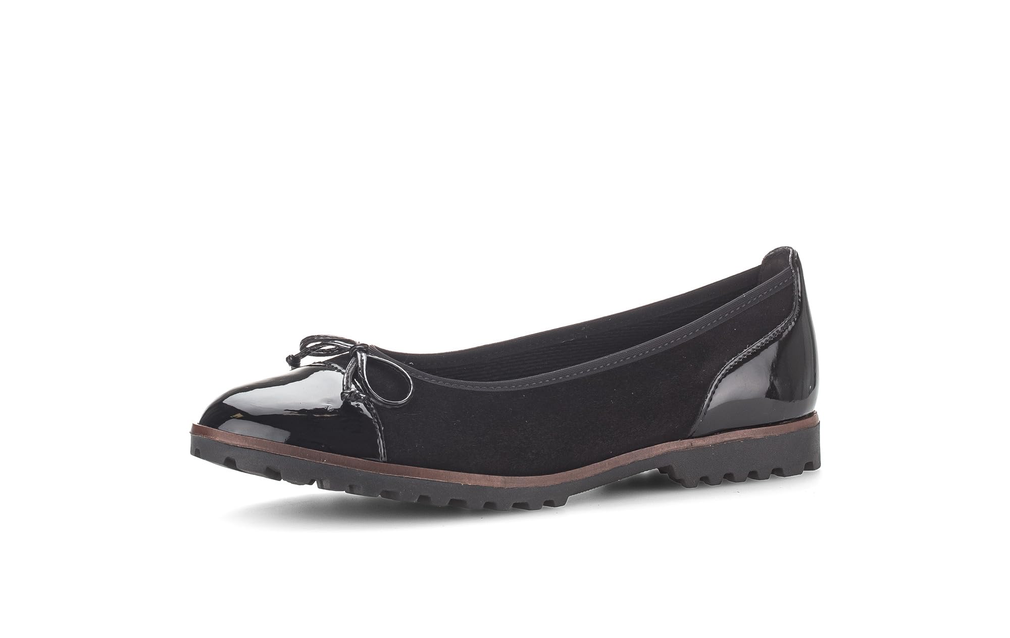 Gabor Ballerina Damen 38,5 schwarz – Lacklederimitat & Ziegenveloursleder Flats