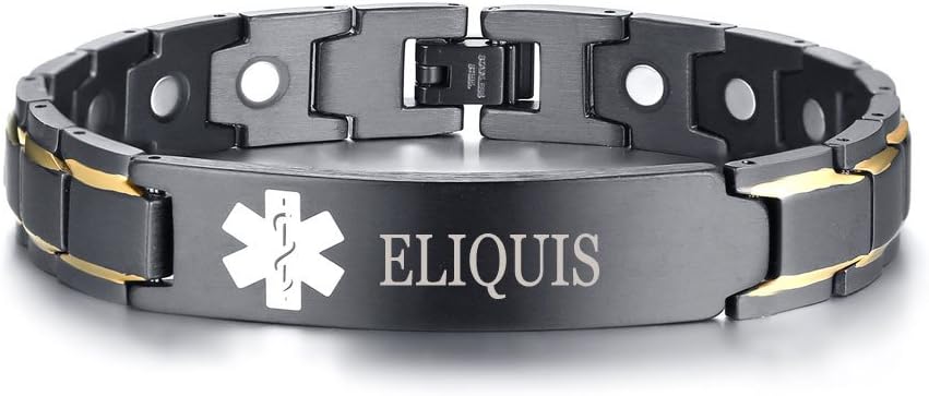 XUANPAI Medical Alert Bracelets for Men & Women with Free Engraving Adjustable Stainless Steel Emergency Medical ID Bracelets Wristband