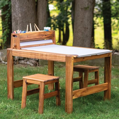Guidecraft Acadia Outdoor Art Table and Stool Set: Kids Acacia