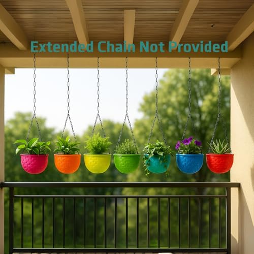 Image of Bianco Multicolor Round Rattan Woven Plastic Flower Hanging Planter /Beautiful Round Gamla Pot /Flower Hanging Pot (Pack of 7)
