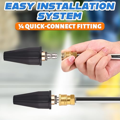 Turbo Nozzle Pressure Washer Tips 4000 PSI 4.0 GPM 1/4\'\' Quick Connect – Rust-Resistant Durable Brass Rubber and Stainless Steel Build with Strong Scrubbing Power for High-Pressure Washer Wands - Thumbnail 6