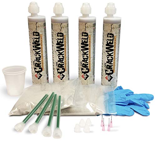 CrackWeld DIY Concrete Floor Repair Kit (4-Pack) - Repair Concrete Cracks in Basements, Driveways, Garages, Patios, & Pool Decks