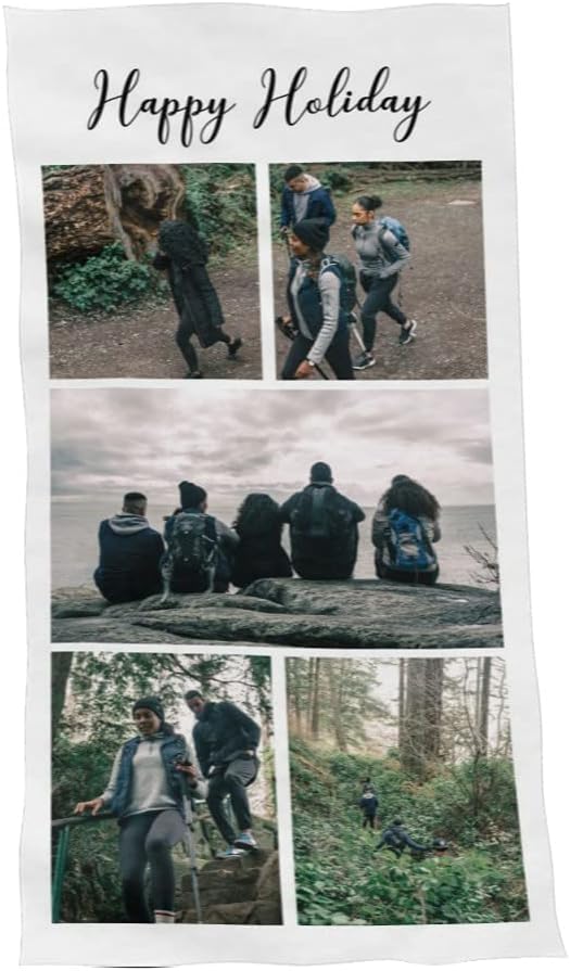 E-shine Custom Beach Towels with Photo, 1-9 Photo Collage Bath Towel, Personalized Beach Towels with Photo,Personalized Gift for Family or Friends (5)