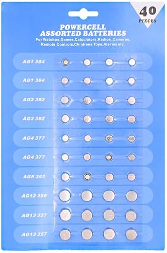 Miniatura 7 de Cotchear Juego de 40 pilas alcalinas surtidas de 1.5 voltios AG1LR621 AG3LR41 AG4LR626 AG5LR754 AG12LR43 AG13LR44 para monedas, 0% mercurio