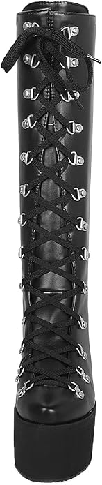 SaraIris Platform Lace Up Classic Motorcycle