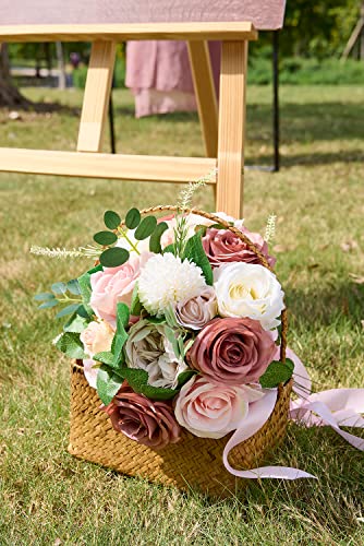 Helera Fake Flowers Silk Rose 29Pcs Real Looking Blush Pink Fake Roses W/Stem For Diy Wedding Bouquets Centerpieces Arrangements Baby Shower Party Home Centerpiece Table Decorations #TOP1
