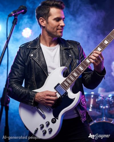 Image of Leo Jaymz 39 Inch Solid Body Electric Guitar - Poplar Wood Body,Maple Neck and Laurel Wood Fretboard (White)