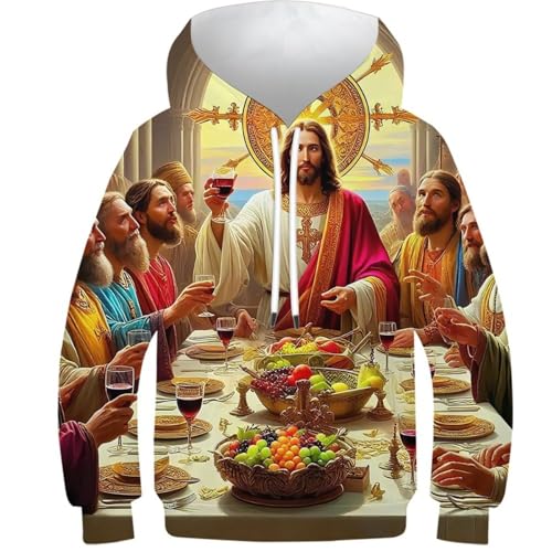 Sweat à capuche imprimé 3D Jésus pour enfants : idée cadeau automne hiver