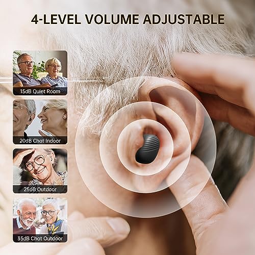Rechargeable Hearing Aids for Seniors with Noise Cancelling, Oval Charging Case, LED Power Display