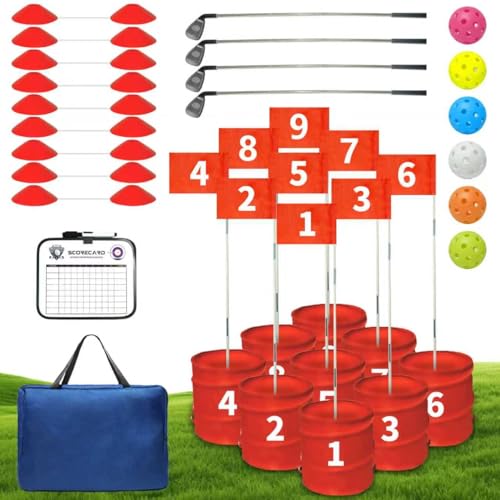 VERVYVINE Golf Bucket Yard Game 4 Clubs and Family, 9 Hole