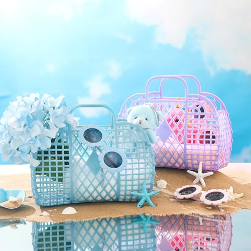 Sweetude 12 Pcs Jelly Bags with Sunglasses Jelly Purse Basket Reusable Tote Beach Handbags for Women Girls Kid(Mixed Colors) by Sweetude - Used condition - Image 3