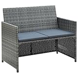 ShGaxin 2-Sitzer-Gartensofa mit Polstern, Gartenlounge, Garden Sofa, Balkonmöbel, Gartenmöbel, Loungemöbel, Outdoor Sofa, Grau Poly Rattan