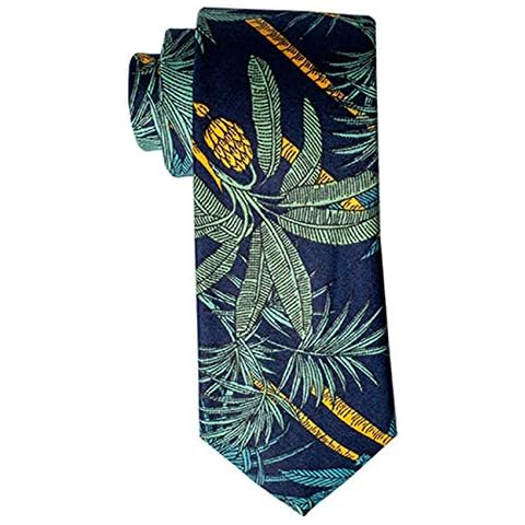 Lovacely Men's Polyester Chiffon Printed Floral Ties 2.76" Summer Tropical Plant Design Necktie Cover