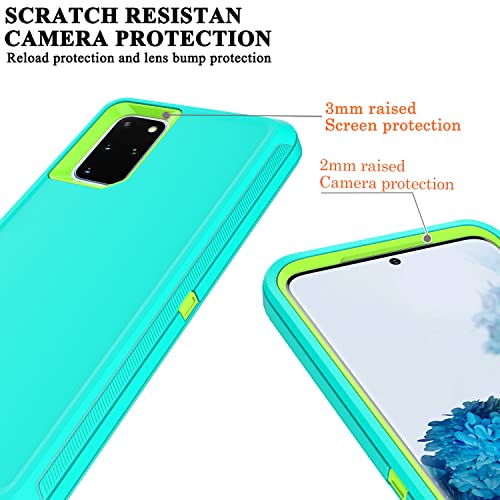 Ymhxcy Galaxy S20 Plus Case With Self Healing Flexible Tpu Film[2 Pack] And Camera Lens Screen Protective Film[2 Pack], Heavy Protection Cover For Samsung Galaxy S20 Plus-Aqua Blue/Lime Green #TOP3