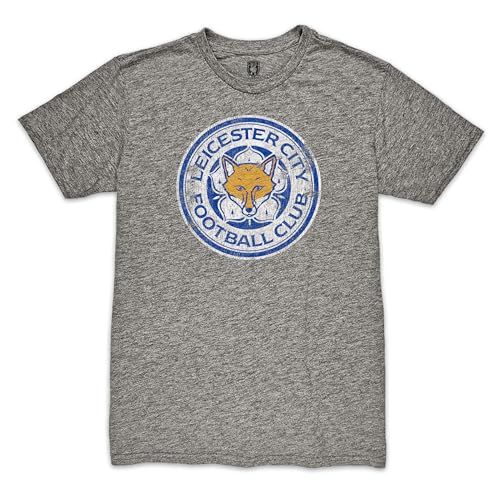 Leicester City FC Color Badge Premium Vintage Triblend Slub T-Shirt - Grey (US, Alpha, Large, Regular, Regular, Grey)