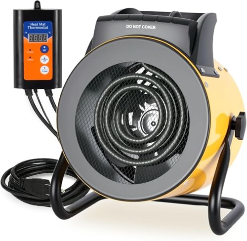 LHUKSGF Greenhouse Heater with Digital Thermostat, 1500W Electric Outdoor Heater, Overheat...