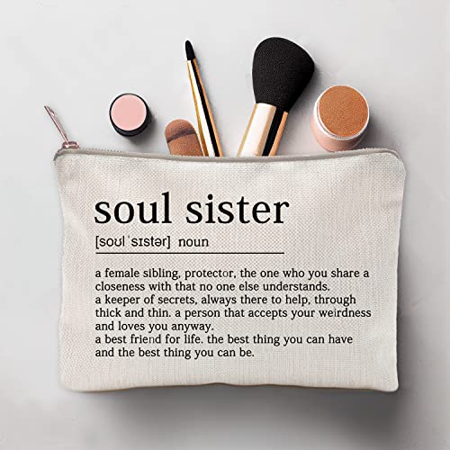 Soul Sister Definition Birthday Gift For Her Soul Sister Gift Bestie Gift Linen Style Make Up Bag Birthday Gift For Mum Friends Sister Aunt #TOP3