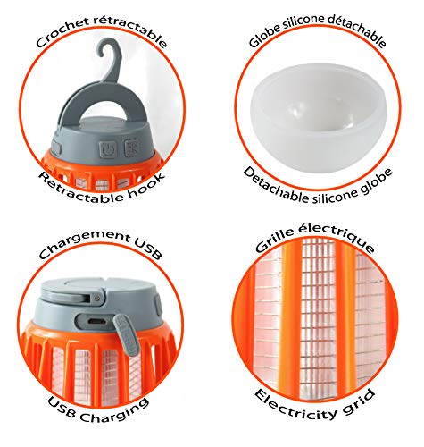Lanterne LED anti-insectes portable avec batterie USB et boîtier ABS