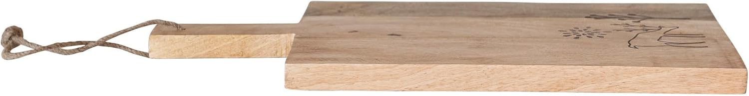 Creative Co-Op Mango Wood Cheese and Cutting Board with Laser Etched Reindeer, Natural