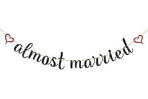 Black Glitter Almost Married Banner - Engagement Party Garland