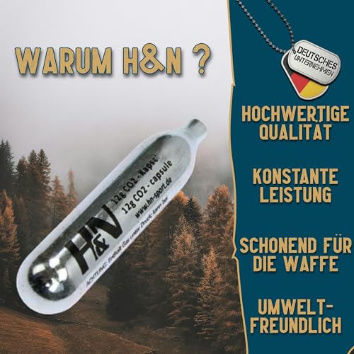 20 x 12g Co2 Kapseln für Airsoft Pistole, Softair, Paintball, Luftpistole oder Luftgewehr - H&N Sport CO2 Patronen Kapsel