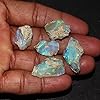 Rough Opal 5pcs Fire - Red, Green, Blue, Yellow, Mix, Natural A+ Raw Ethiopian Rainbow Opal Stone, Rough Crystals Gemstone, Jewelry Making Supplies, Energy Healing Stone, DIY-Crafts October Birthstone #3