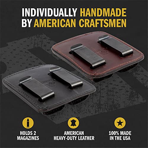 Relentless Tactical Leather Double Magazine Holder | Made In Usa | Sizes To Fit Virtually Any 9Mm.40 Or .45 Caliber Pistol Mag | Single Or Double Stack | Iwb Or Owb Mag Pouch #TOP4