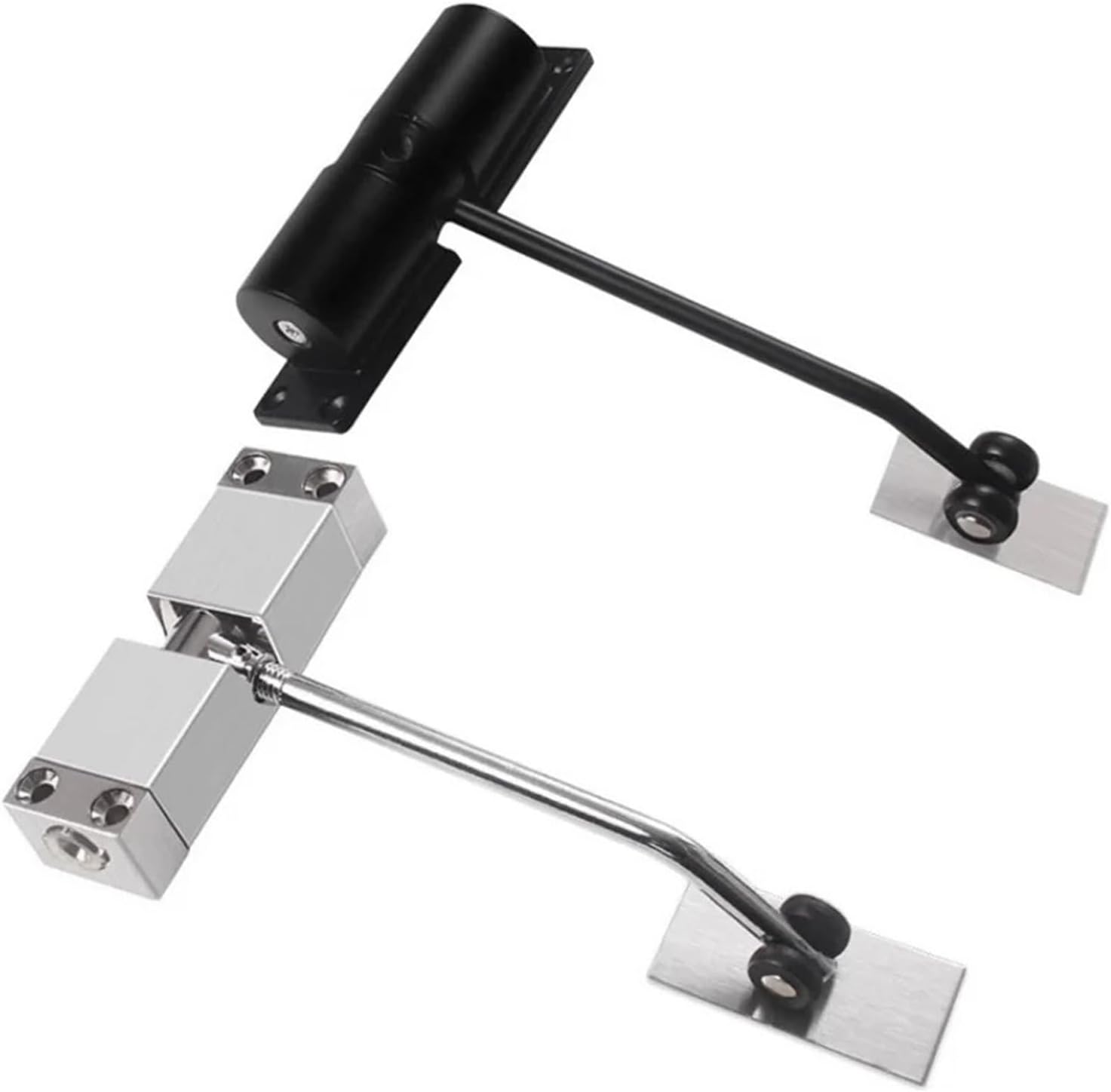 Automatic Door Closer, 20-40kg Door Lock Automatic Spring Door Closer Door Closing Device Can Adjust Door Closing Device Furniture Door Hinge Hardware(Square-Silver)