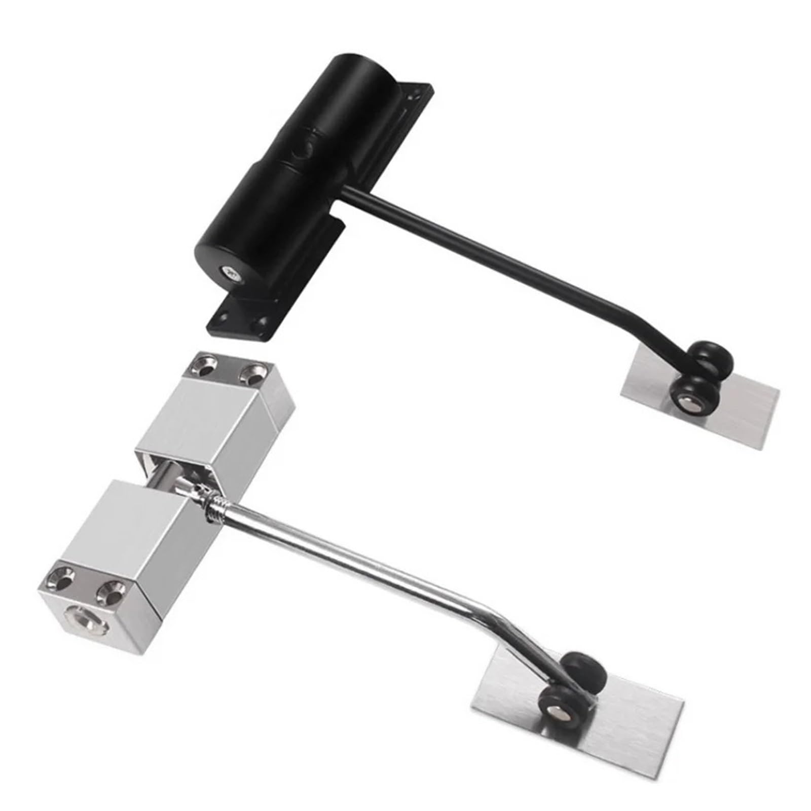 Door Closer, 20-40kg Door Lock Automatic Spring Closer Closing Device Can Adjust Furniture Hinge Hardware,Commercial & Home Use(Square-Silver)