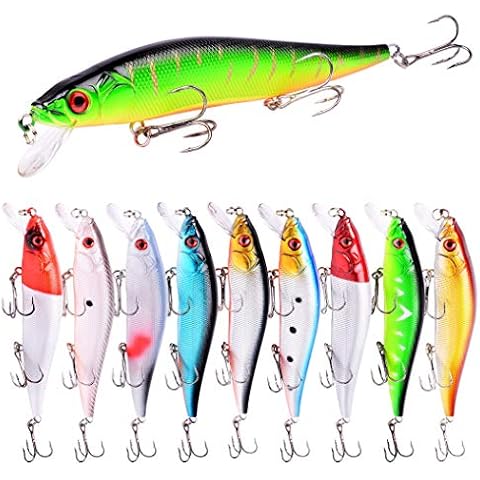 aorace 10Pcs/Lot 14cm 23g Artificial Bait Minnow Fishing Lures Plastic Hard Baits With Sea Hooks Fishing Lures Kit Cover