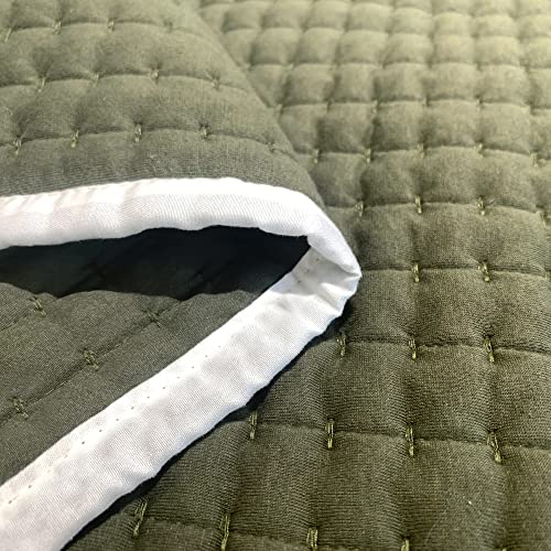 Shalala Quilt Sets Queen Size,Deep Green Reversible Queen Quilt Bedding Sets-Poly Fill,Lightweight Striped Bedspread,Soft Jersey Cotton Coverlet Bed Cover For All Season (Full/Queen,Deep Green) #TOP5