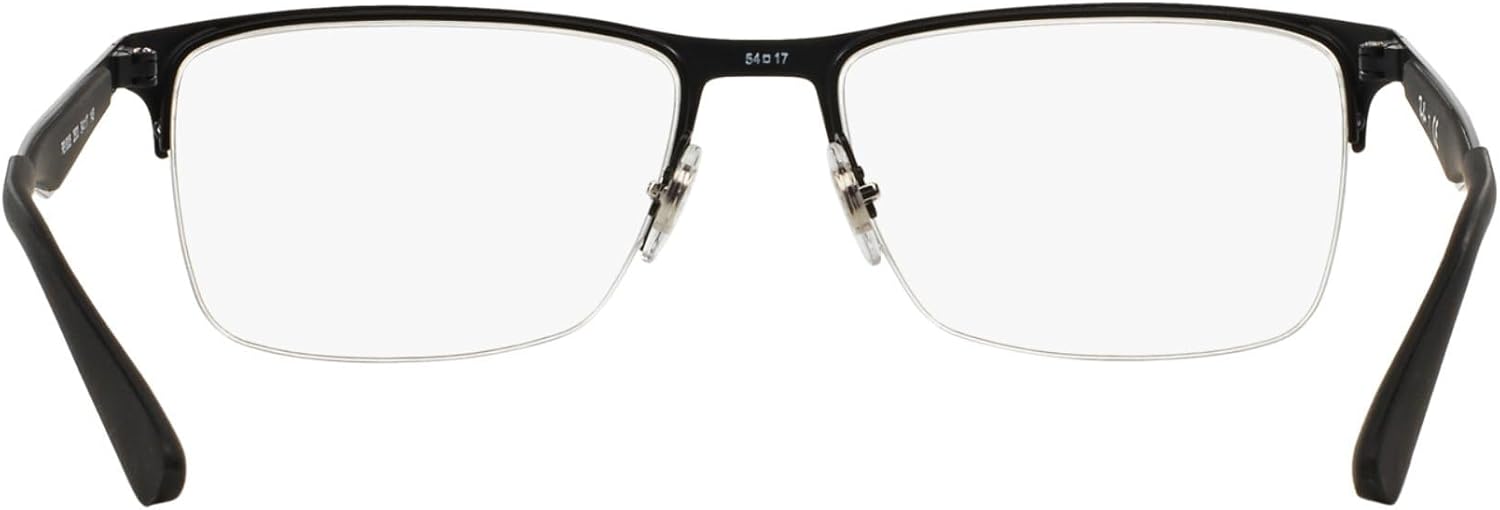 Ray-Ban Unisex RX6335 Rectangular Prescription Eyewear Frames, Matte Black/Demo Lens, 56 mm