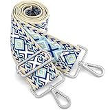 Silvery Purse Straps Replacement Crossbody - Guitar Strap for Purses Crossbody, Wide Shoulder Strap for Crossbody Bags, Bag Strap for Handbag, Gift for Her,Navy Square Blossom