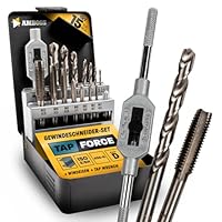 Gewindeschneider Set Metrisch, M3 - M12, 15tlg. HSS-G/Windeisen/Amboss Tap Force/Gewindeschneidsatz, Gewindeschneidsortiment, Schneidsatz, Gewindebohrer Set / M3 & M4 & M5 & M6 & M8 & M10 & M12