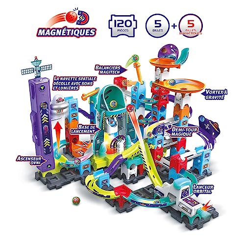 Circuit à billes électronique 120 pièces jeu construction magnétique