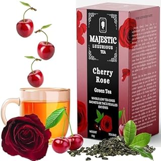 Majestic Tea| Sencha Kyoto Cherry Rose| Green Tea| Loose Leaf Pyramid Tea Bags| Eco-conscious Tea Bags | Individually Wrap...