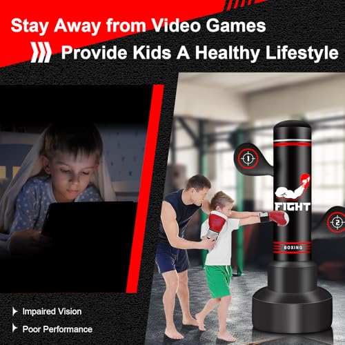 Upgraded Heavy Freestanding Punching Bag for Adults Teens, 70” Standing Punching Bag with Gloves, Pump and Jump Rope, Boxing Reflex Ball, Women Men Kickboxing Bags for Training MMA Fitness Home Gym by JUOIFIP - Image 3