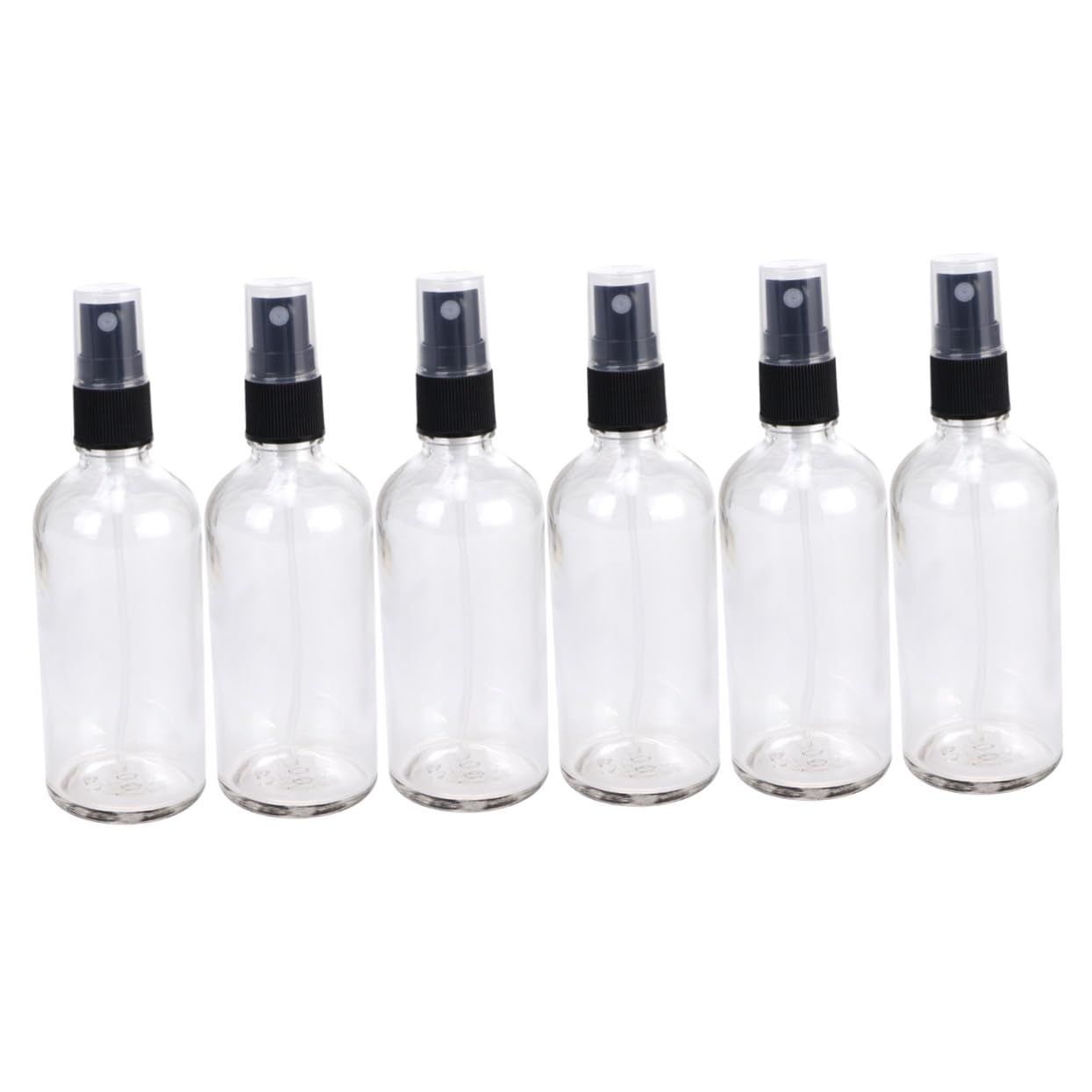 6 Stück Transparente Nachfüllbare Glas Sprühflaschen mit Schwarzem Deckel Leichter Wassersprüher für Parfüm Make up und Reisen Kompakt mit Schutzkappe
