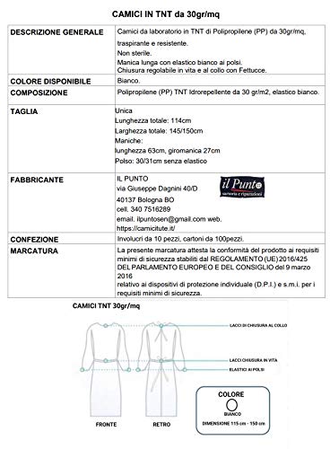 10 camici in tnt monouso