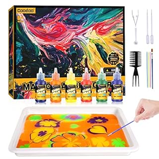 Coodoo Water Marbling Paint for Kids - Arts and Crafts for Girls & Boys Crafts Kits Ideal Gifts for Kids Age 6+ 8-12
