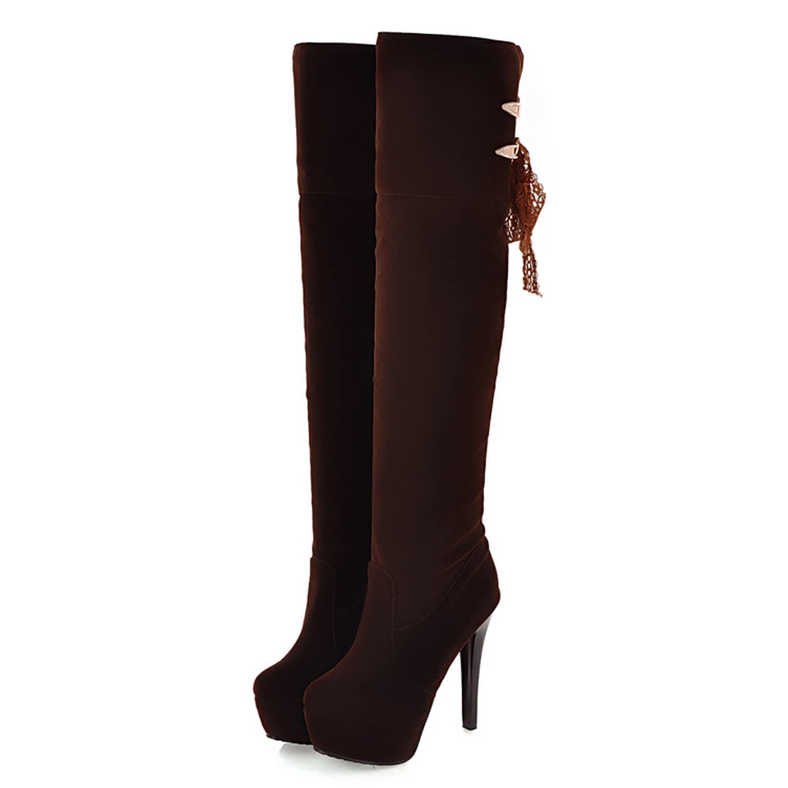 Bviennic Donna Senza Chiusura Sopra Il Ginocchio Tacco A Spillo Plateau Mens Boots