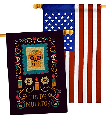 Ornament Collection Celebrate The Dead Burlap House Flag Pack Fall Day of Dia De Los Muertos Fiesta Mexican Party Autumntime Applique Decoration Banner Small Garden Yard Gift Double-Sided, Made In USA