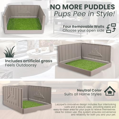 Pup en Suite Potty - Dog Toilet/Pee Pad Tray with Four Walls + Turf Patch - Indoor Potty Tray for Potty Training & Lazy Days - Easy to Build Pee Pad Holder Dog Litter Box Indoor - Image 4