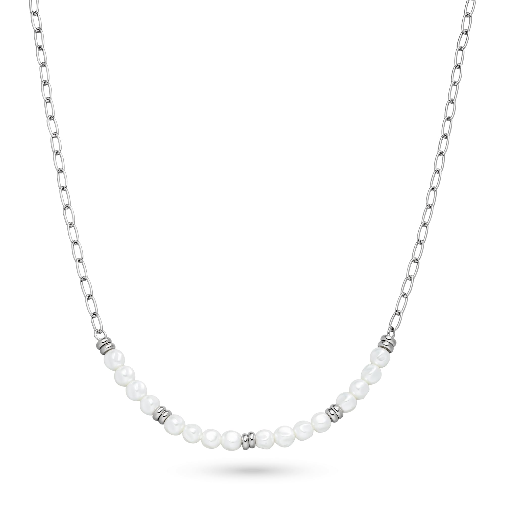 s.Oliver Necklace – Elegant Necklace Made of Polished Stainless Steel – Silver – Link Chain 50 cm – Waterproof and Skin-friendly