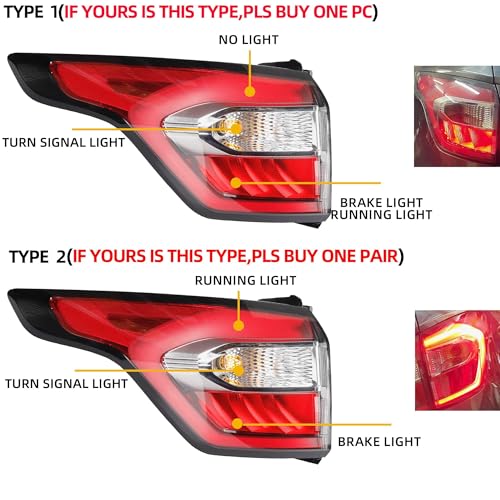 image for Dasbecan Left Driver Side Tail Light Assembly with Bulb Compatible wit
