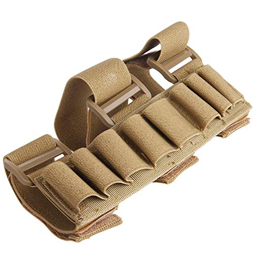Gexgune Tactical Hunting 8 Rounds Bullet Shell Holder Carrier Shooter's Forearm Sleeve Mag Magazine Pouch Holster ?Khaki?